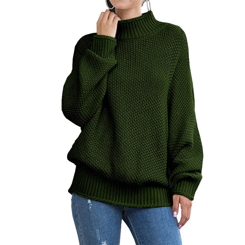 Damen Grobstrickpullover mit hohem Rollkragen und lässigem Schnitt EB