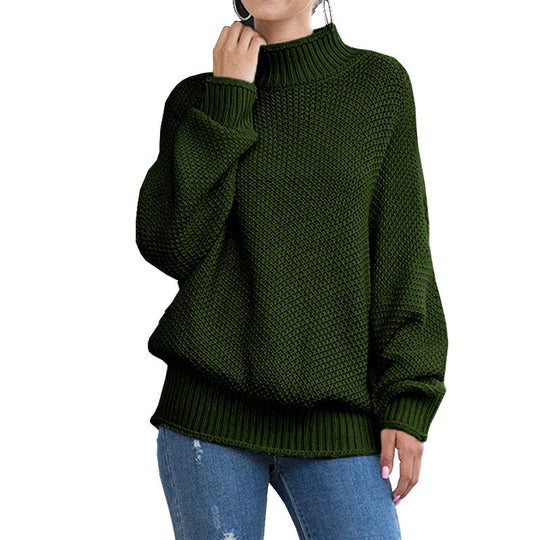 Damen Grobstrickpullover mit hohem Rollkragen und lässigem Schnitt EB