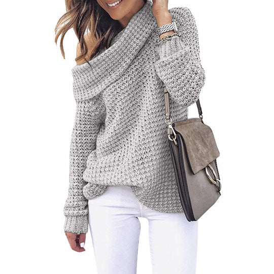Damen Stylischer Pullover mit off Shoulder Design EB