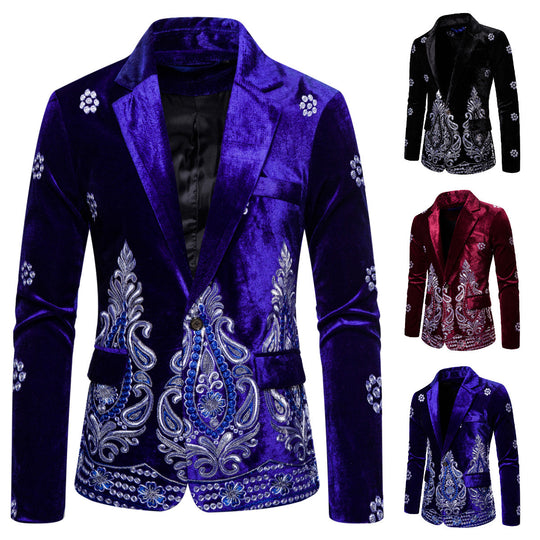Herren edler Brokatblazer mit kunstvollem Stickdesign und luxuriösem Innenfutter EB