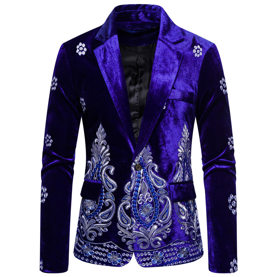 Herren edler Brokatblazer mit kunstvollem Stickdesign und luxuriösem Innenfutter EB