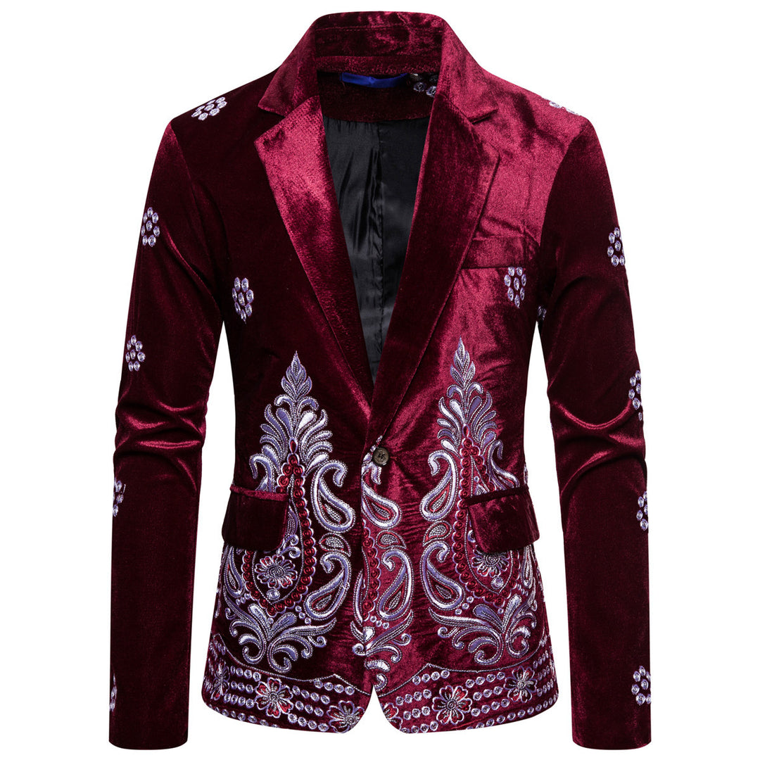 Herren edler Brokatblazer mit kunstvollem Stickdesign und luxuriösem Innenfutter EB