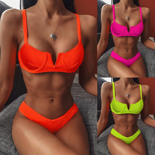 Damen Push-Up Bikini-Set mit schickem Rippendesign EB