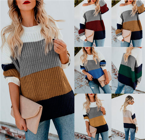 Damen Strickpullover im modernen Blockdesign EB