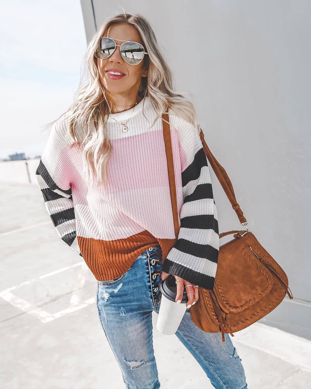Damen Pullover mit Streifenmuster EB