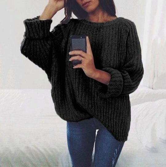 Damen Grobstrickpullover mit lässigem Schnitt und voluminösen Ärmeln EB