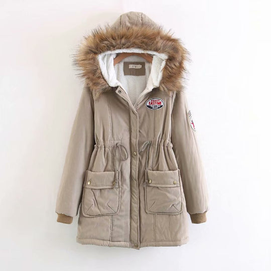 Damen Langer Utility-Parka mit Teddyfutter, Kapuze mit Kunstfell und Kordelzug EB