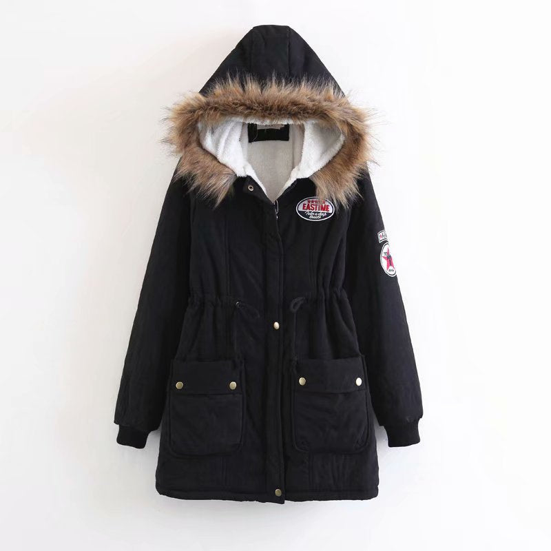 Damen Langer Utility-Parka mit Teddyfutter, Kapuze mit Kunstfell und Kordelzug EB