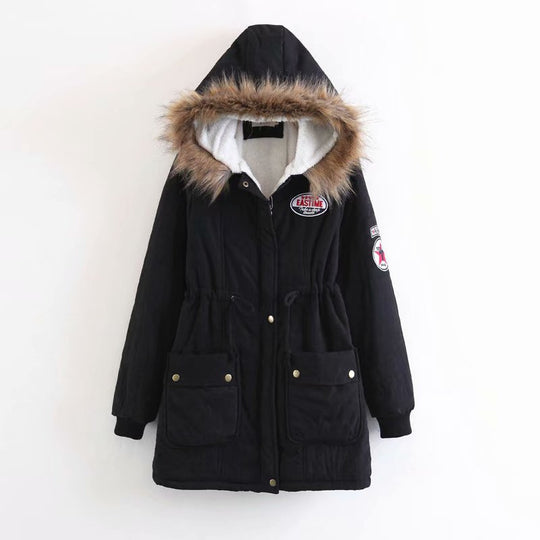 Damen Langer Utility-Parka mit Teddyfutter, Kapuze mit Kunstfell und Kordelzug EB