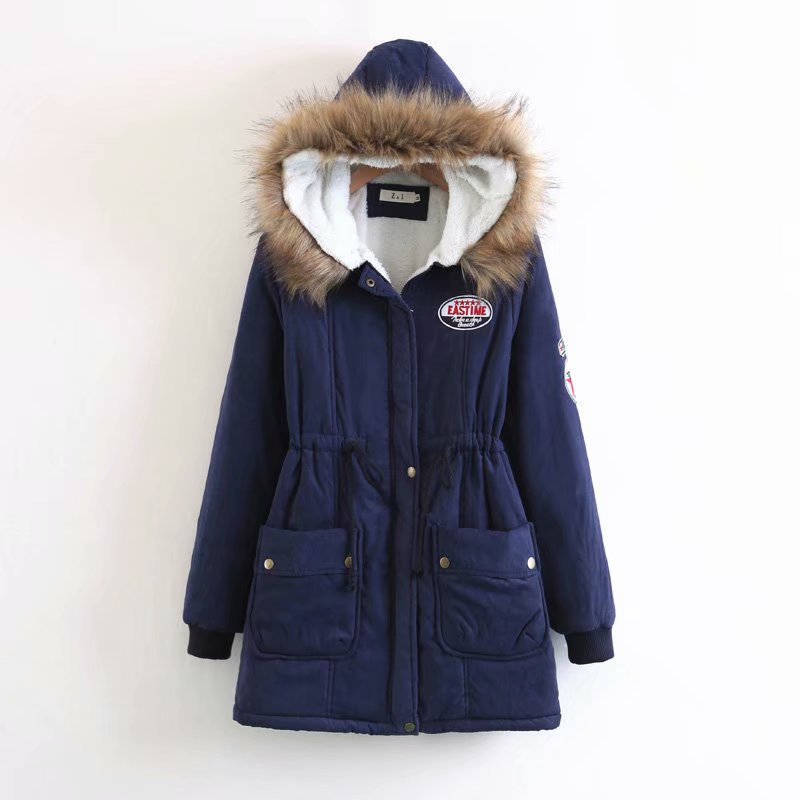 Damen Langer Utility-Parka mit Teddyfutter, Kapuze mit Kunstfell und Kordelzug EB