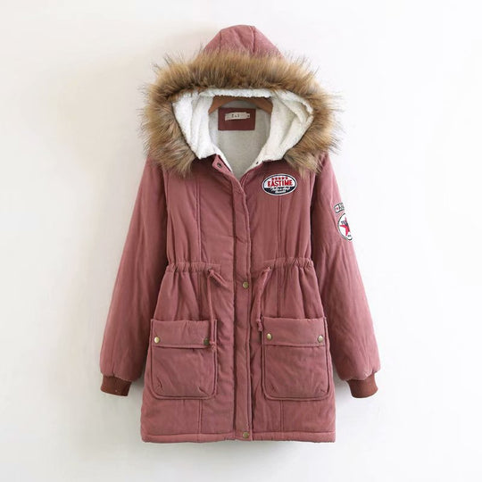 Damen Langer Utility-Parka mit Teddyfutter, Kapuze mit Kunstfell und Kordelzug EB