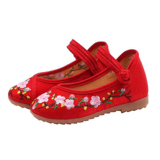 Damen Ballerinas mit floralem Stickdesign und elastischem Riemen EB