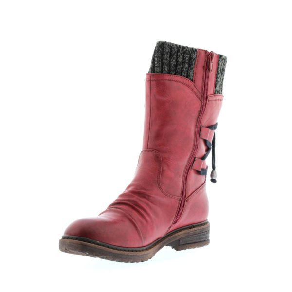 Damen nan gefütterte Schnür-Ankleboots mit gestrickter Schaftröhre, dekorativer Quaste und Nieten-Detail EB
