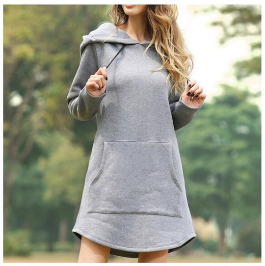 Damen nan Kapuzenkleid aus Sweatstoff, oversized Schnitt mit Kängurutasche EB