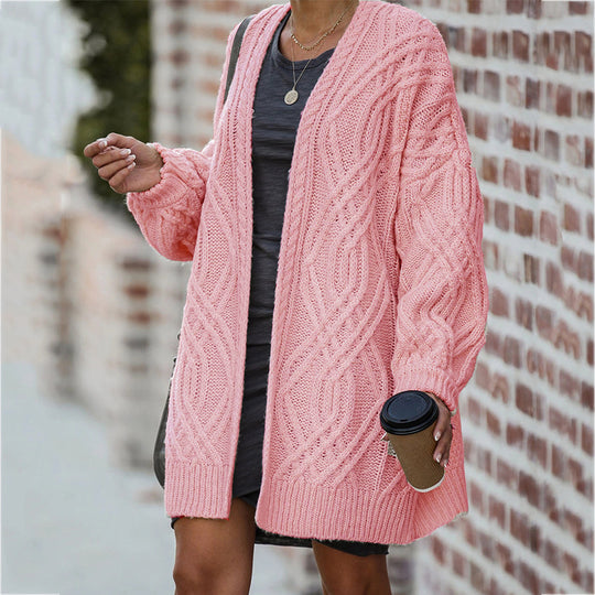 Damen Grobstrickjacke mit lässiger Silhouette und elegantem Zopfmuster EB