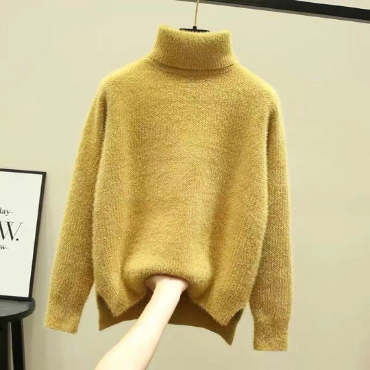 Damen Oversized Rollkragenpullover aus weichem Strick EB