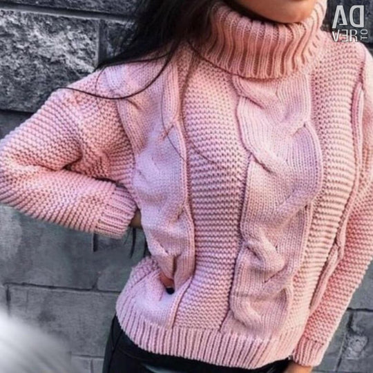 Damen Strickpullover mit Rollkragen und Zopfdesign EB