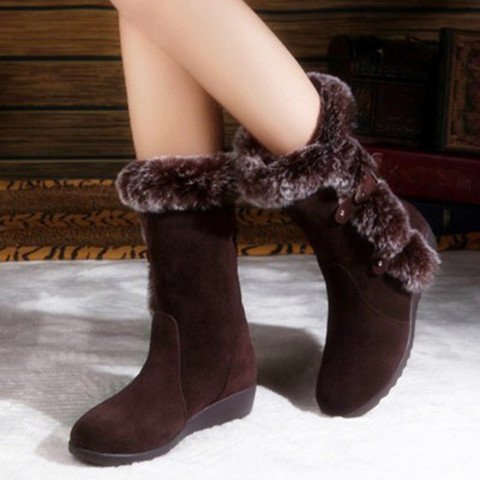 Damen Winterstiefel mit hochwertigem Kunstfellkragen und rutschfester Sohle EB