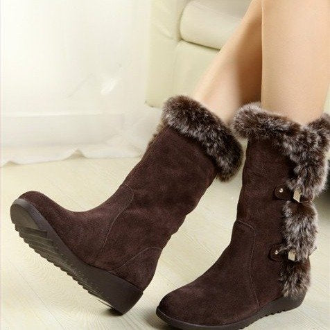 Damen Winterstiefel mit hochwertigem Kunstfellkragen und rutschfester Sohle EB