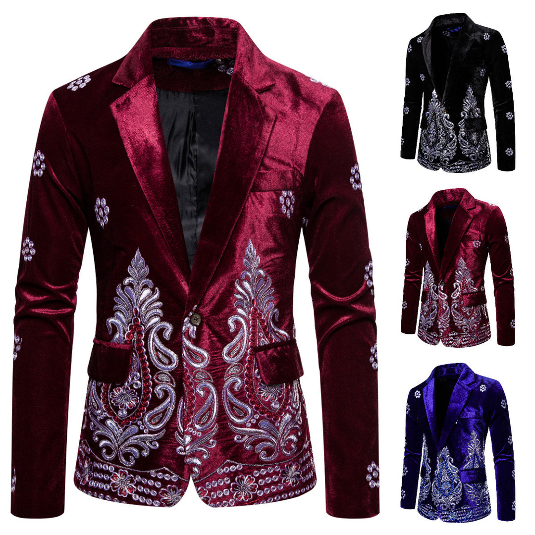 Herren edler Brokatblazer mit kunstvollem Stickdesign und luxuriösem Innenfutter EB