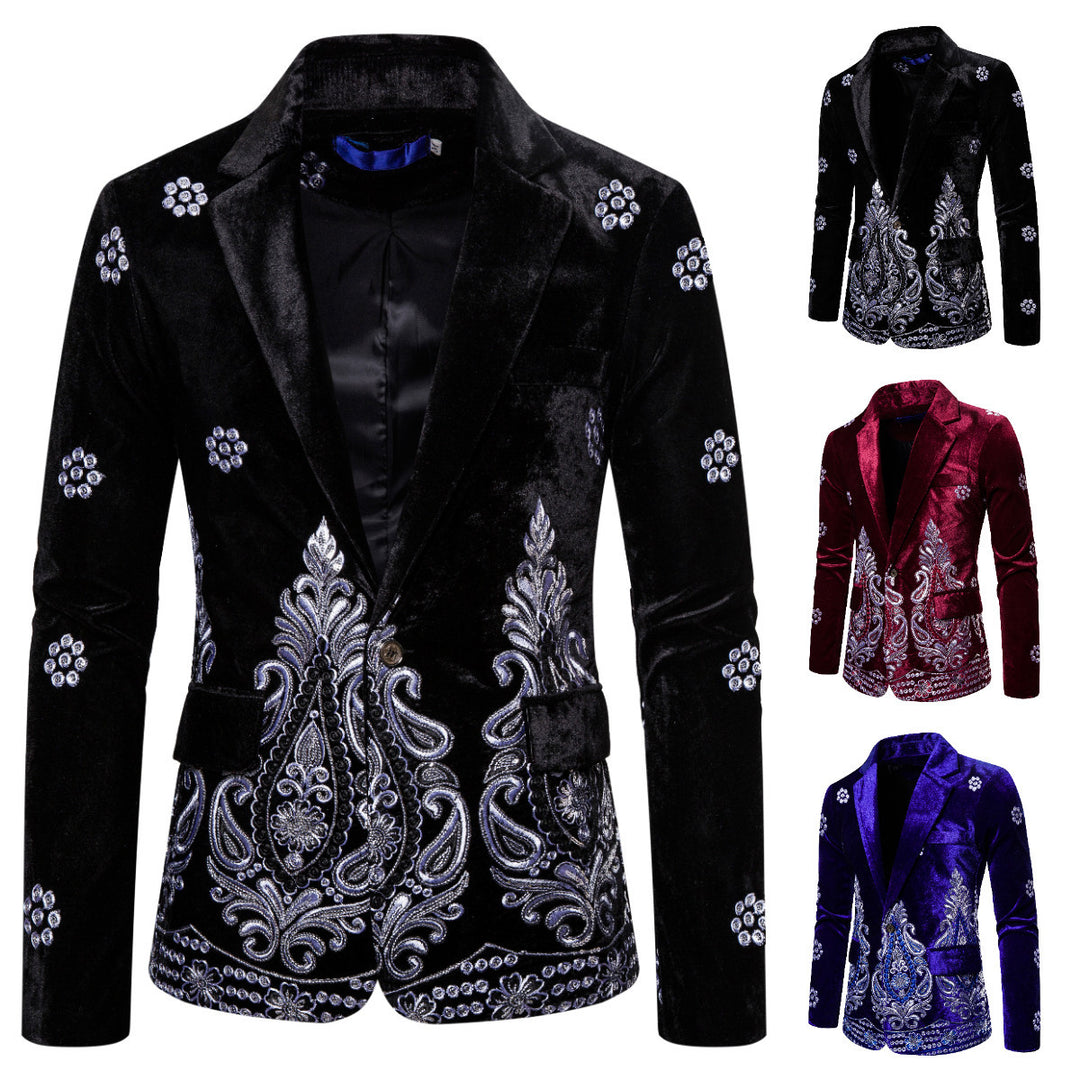 Herren edler Brokatblazer mit kunstvollem Stickdesign und luxuriösem Innenfutter EB
