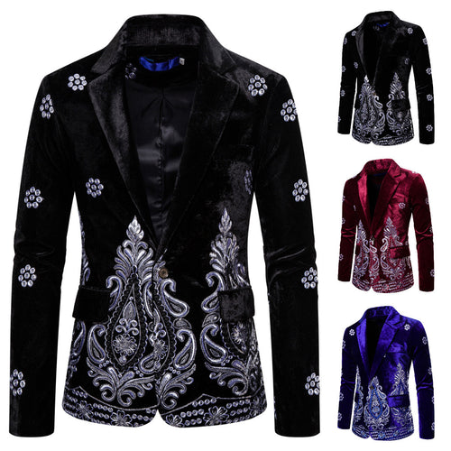 Herren edler Brokatblazer mit kunstvollem Stickdesign und luxuriösem Innenfutter EB