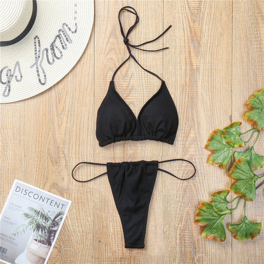Damen Triangel-Bikini-Set mit modischen Bindebändern EB