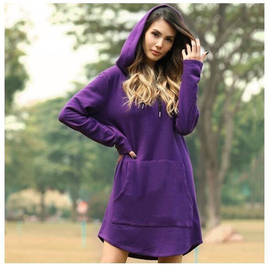 Damen nan Kapuzenkleid aus Sweatstoff, oversized Schnitt mit Kängurutasche EB