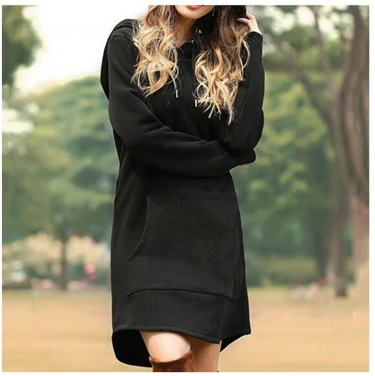 Damen nan Kapuzenkleid aus Sweatstoff, oversized Schnitt mit Kängurutasche EB