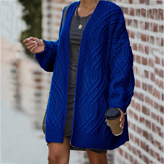 Damen Grobstrickcardigan mit elegantem Zopfmuster und lässigem Schnitt EB