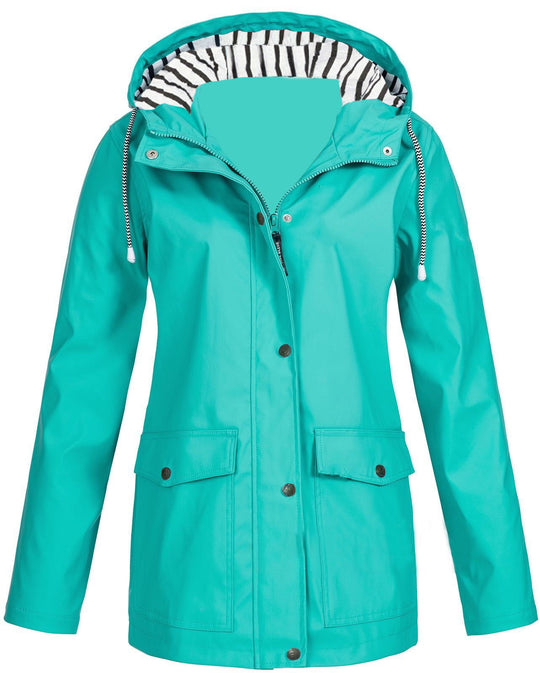 Damen nan wasserdichter Parka mit Kapuze, Kordelzug und aufgesetzten Taschen EB