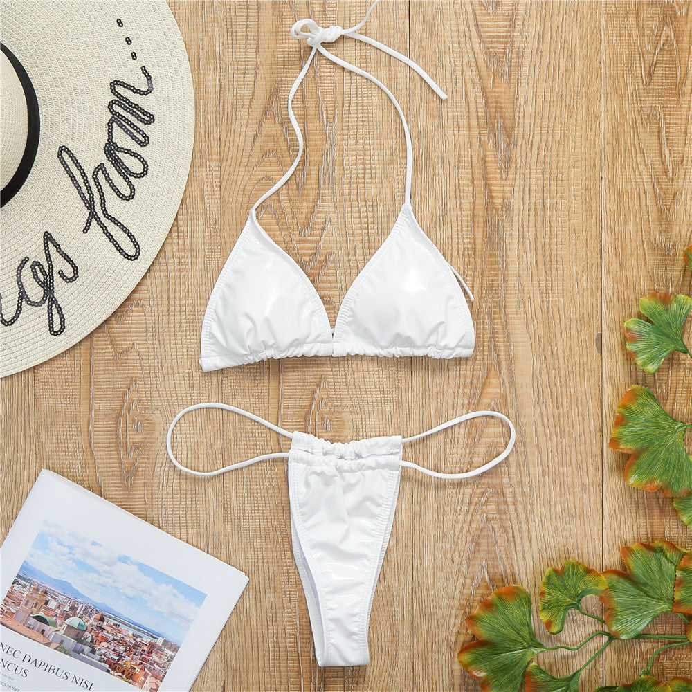 Damen Triangel-Bikini mit seidigem Finish und verstellbaren Trägern EB