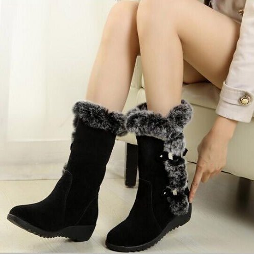 Damen Winterstiefel mit hochwertigem Kunstfellkragen und rutschfester Sohle EB