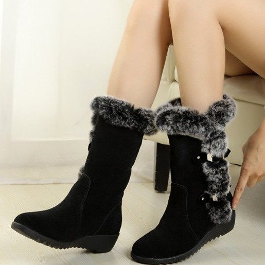 Damen Winterstiefel mit hochwertigem Kunstfellkragen und rutschfester Sohle EB