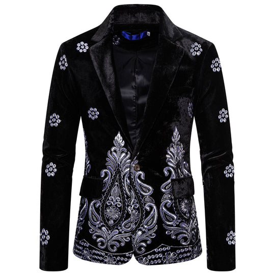Herren edler Brokatblazer mit kunstvollem Stickdesign und luxuriösem Innenfutter EB