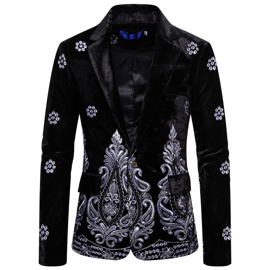 Herren edler Brokatblazer mit kunstvollem Stickdesign und luxuriösem Innenfutter EB