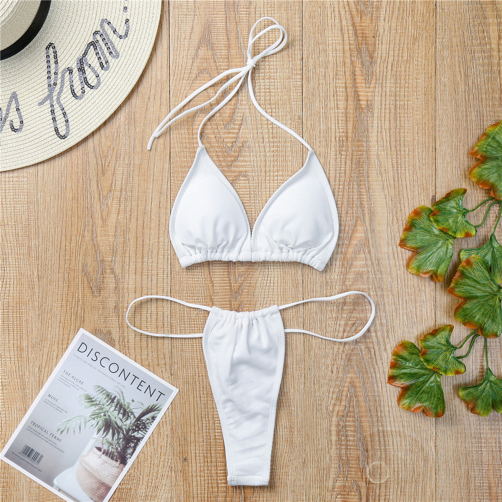 Damen Triangel-Bikini-Set mit modischen Bindebändern EB