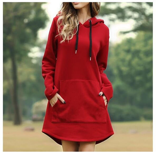 Damen nan Kapuzenkleid aus Sweatstoff, oversized Schnitt mit Kängurutasche EB