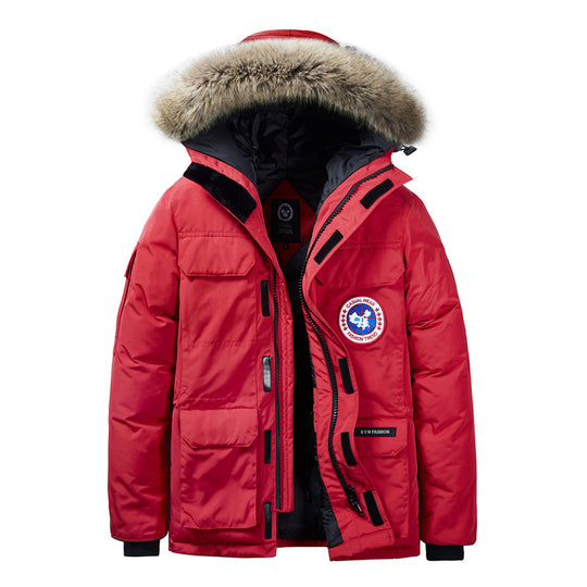 Herren Thermischer Parka mit Kapuze und abnehmbarem Fellkragen EB