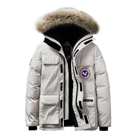 Herren Thermischer Parka mit Kapuze und abnehmbarem Fellkragen EB