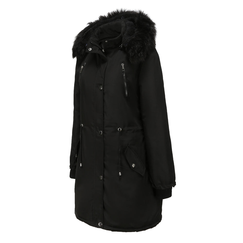 Damen Fleecegefütterte Parka-ähnliche Jacke mit abnehmbarer Kapuze EB
