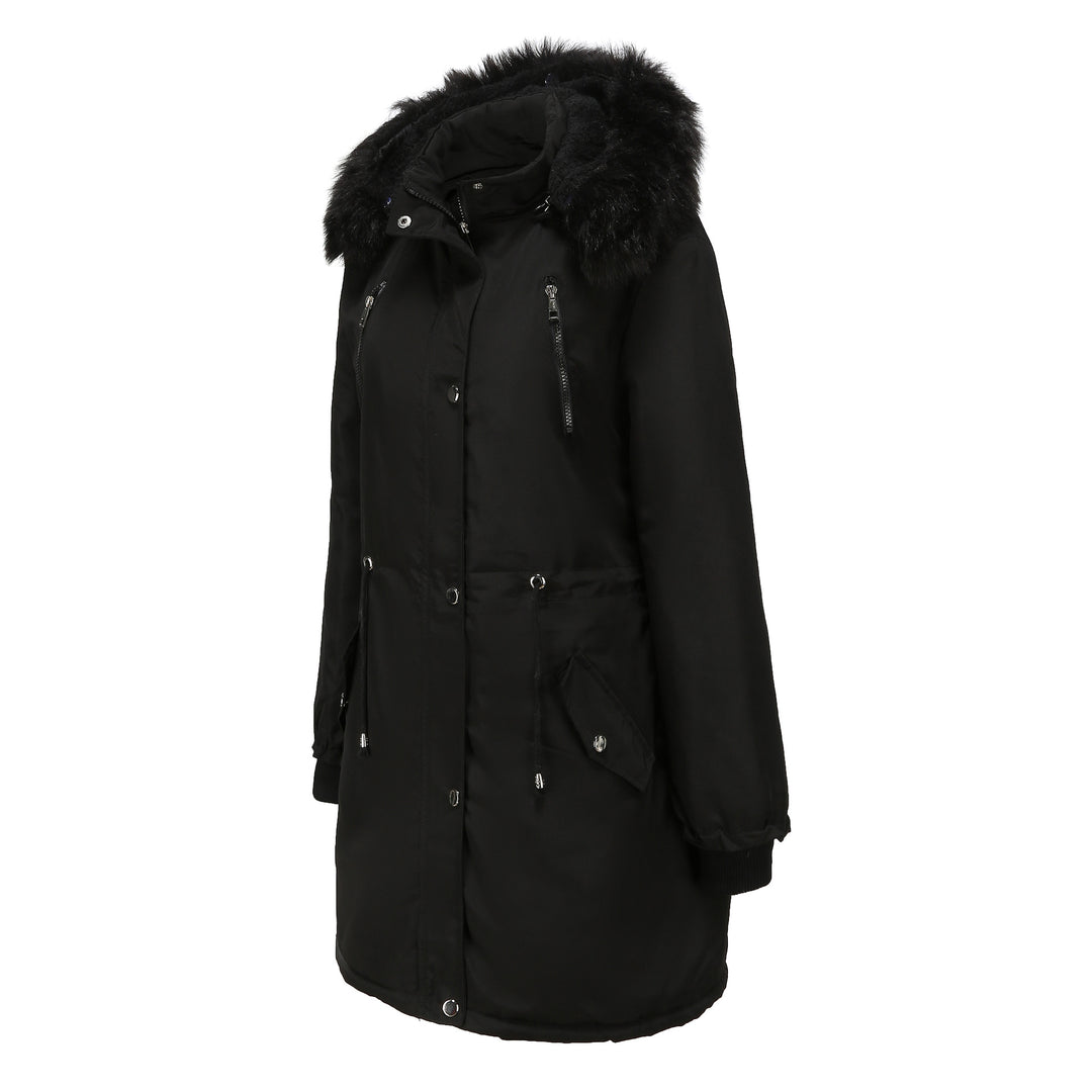 Damen Fleecegefütterte Parka-ähnliche Jacke mit abnehmbarer Kapuze EB