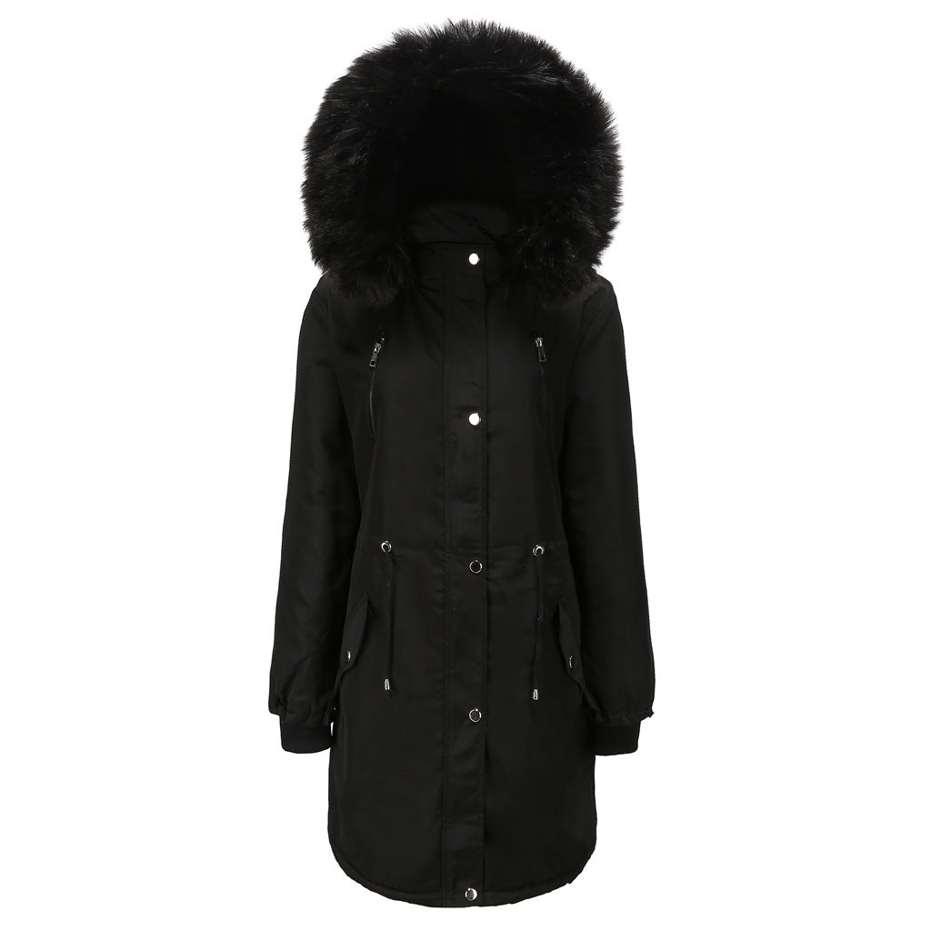 Damen Fleecegefütterte Parka-ähnliche Jacke mit abnehmbarer Kapuze EB