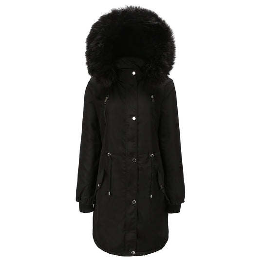 Damen Fleecegefütterte Parka-ähnliche Jacke mit abnehmbarer Kapuze EB