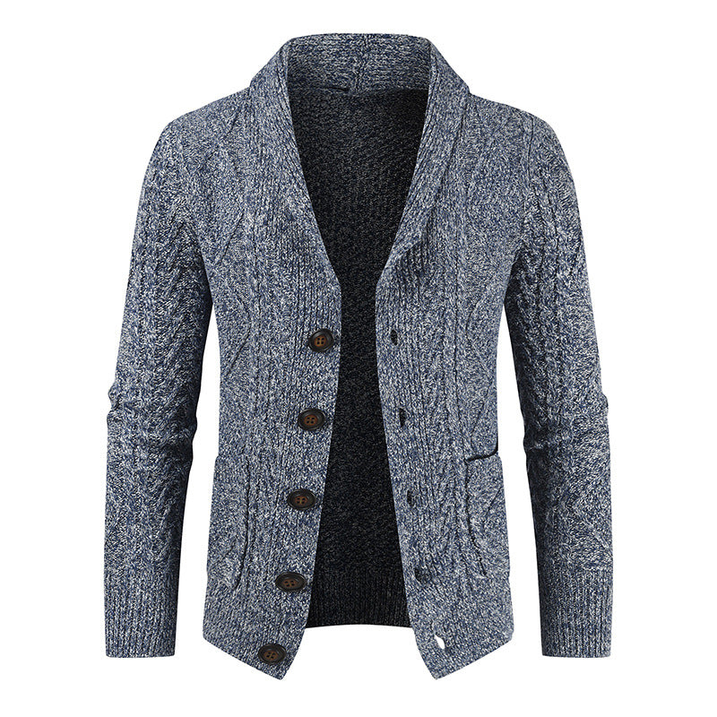 Herren nan Strickcardigan mit Zopfmuster und Schalkragen EB