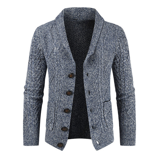 Herren nan Strickcardigan mit Zopfmuster und Schalkragen EB
