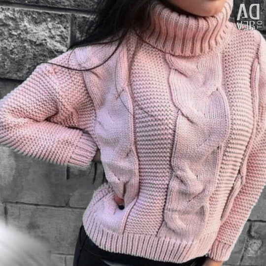 Damen Strickpullover mit Rollkragen und Zopfdesign EB