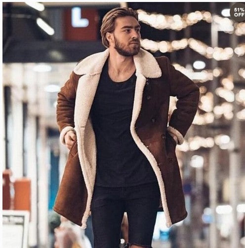 Herren Lammfellmantel mit luxuriösem Teddyfutter EB