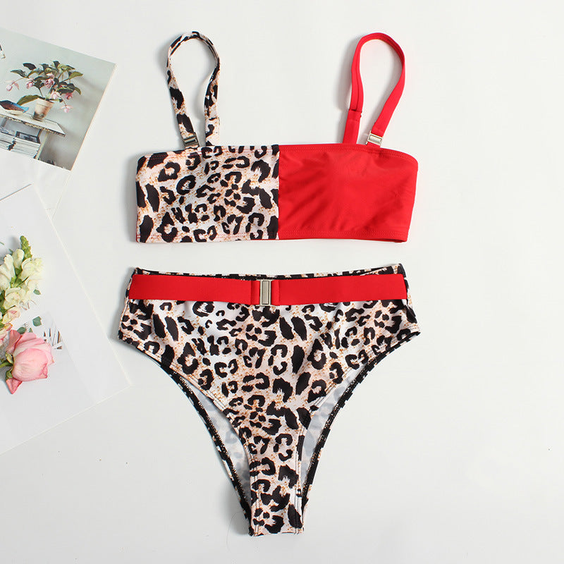 Damen Trendiger Leo-Muster Bikini EB