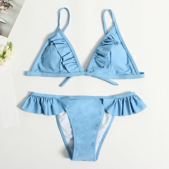 Damen Rüschenschnitte Bikini-Set EB
